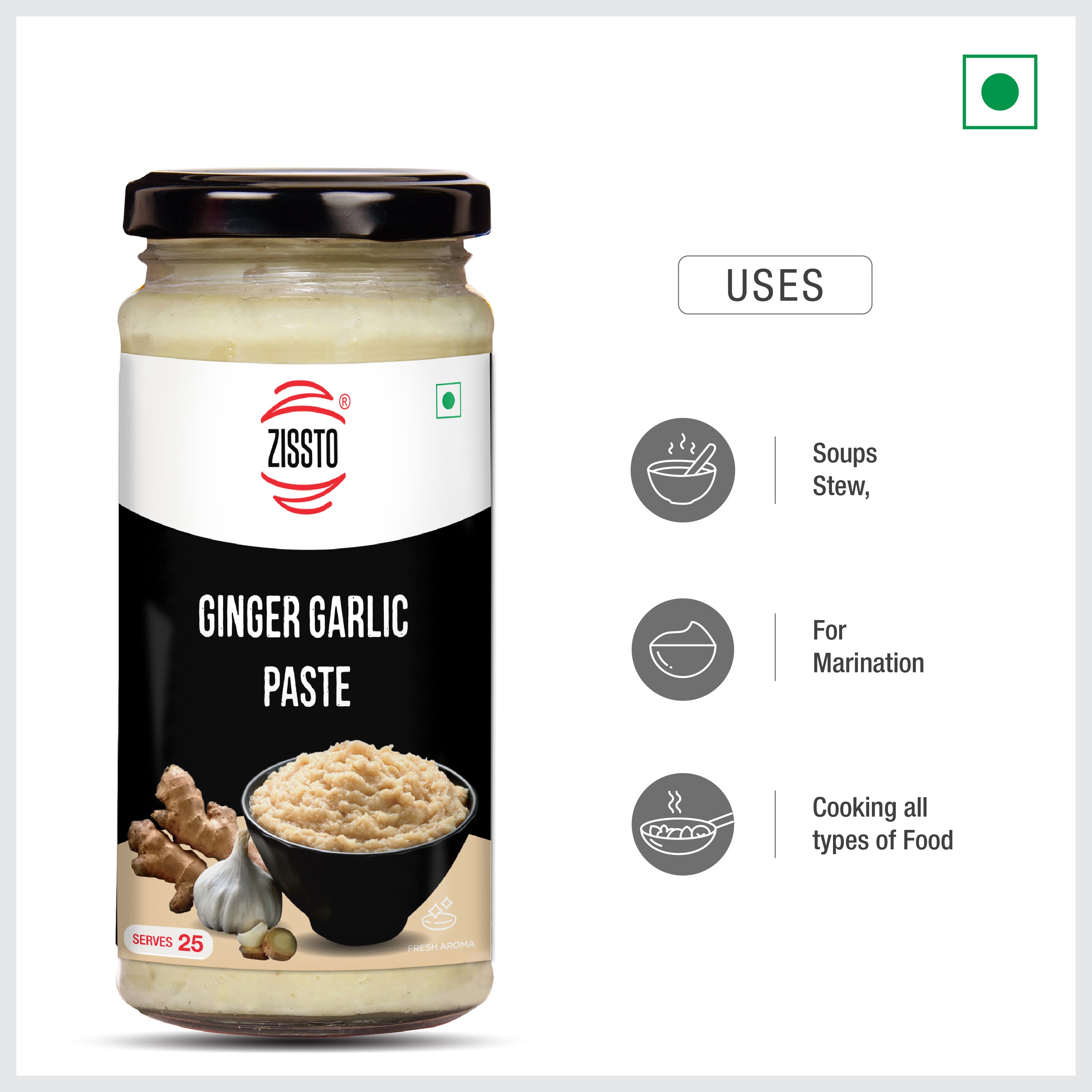 Zissto Ginger Garlic Paste - 250gms (Serves 10)