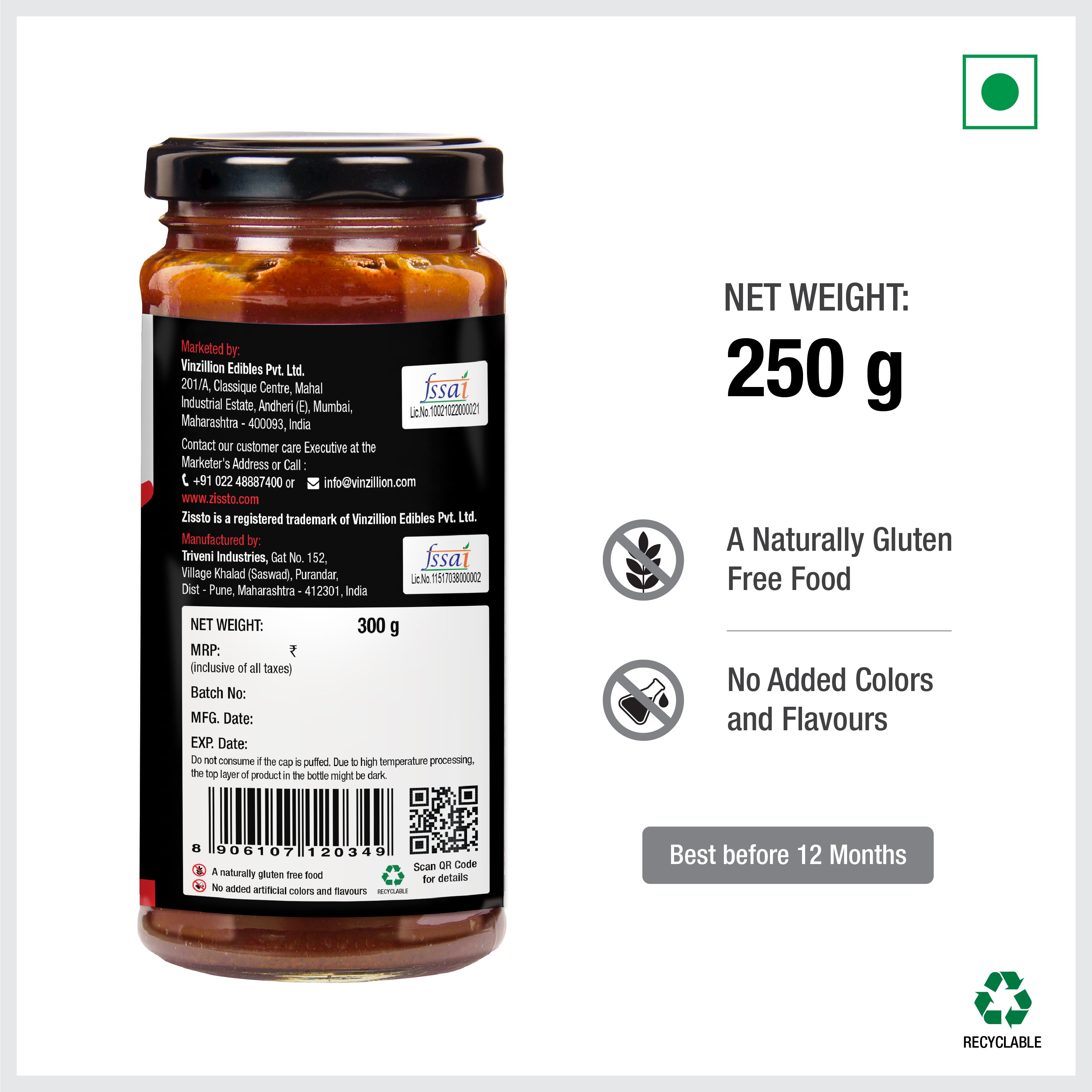 Zissto Date and Tamarind Sauce - 250gms (For 30 Servings)
