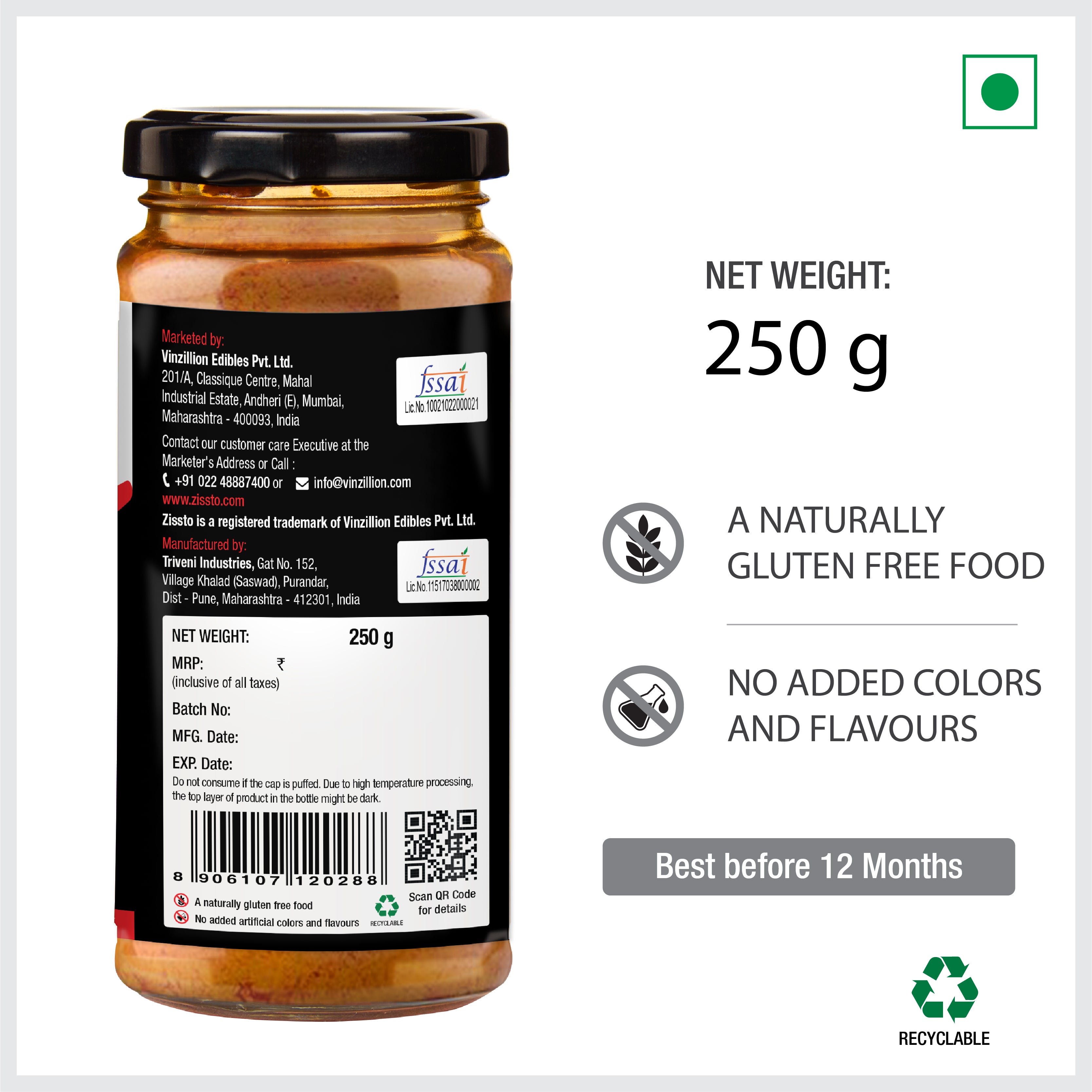 Zissto Madras Curry Paste - 250gms (Serves 6-8)