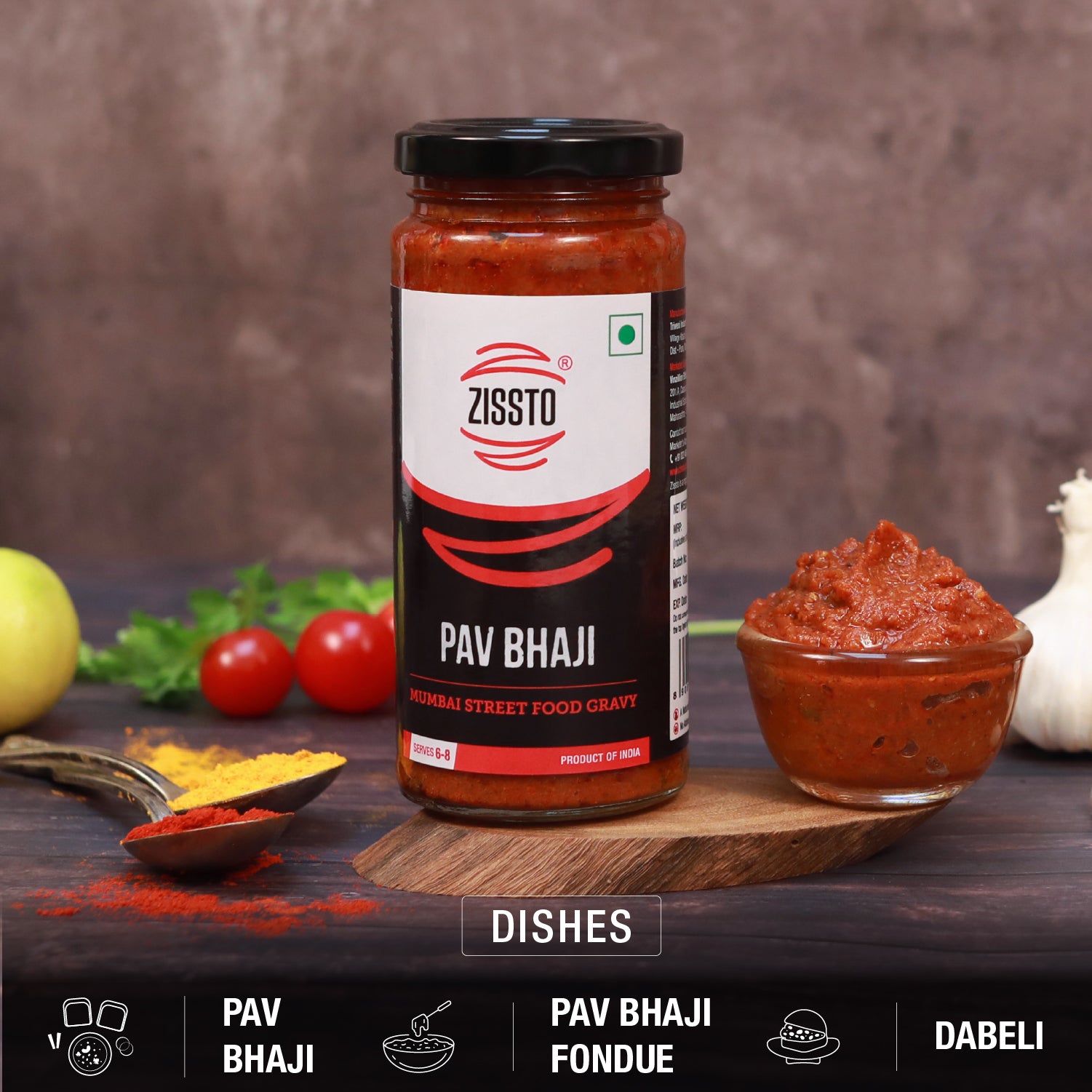 Zissto Pav Bhaji Cooking  - 250gms (Serves 6-8)